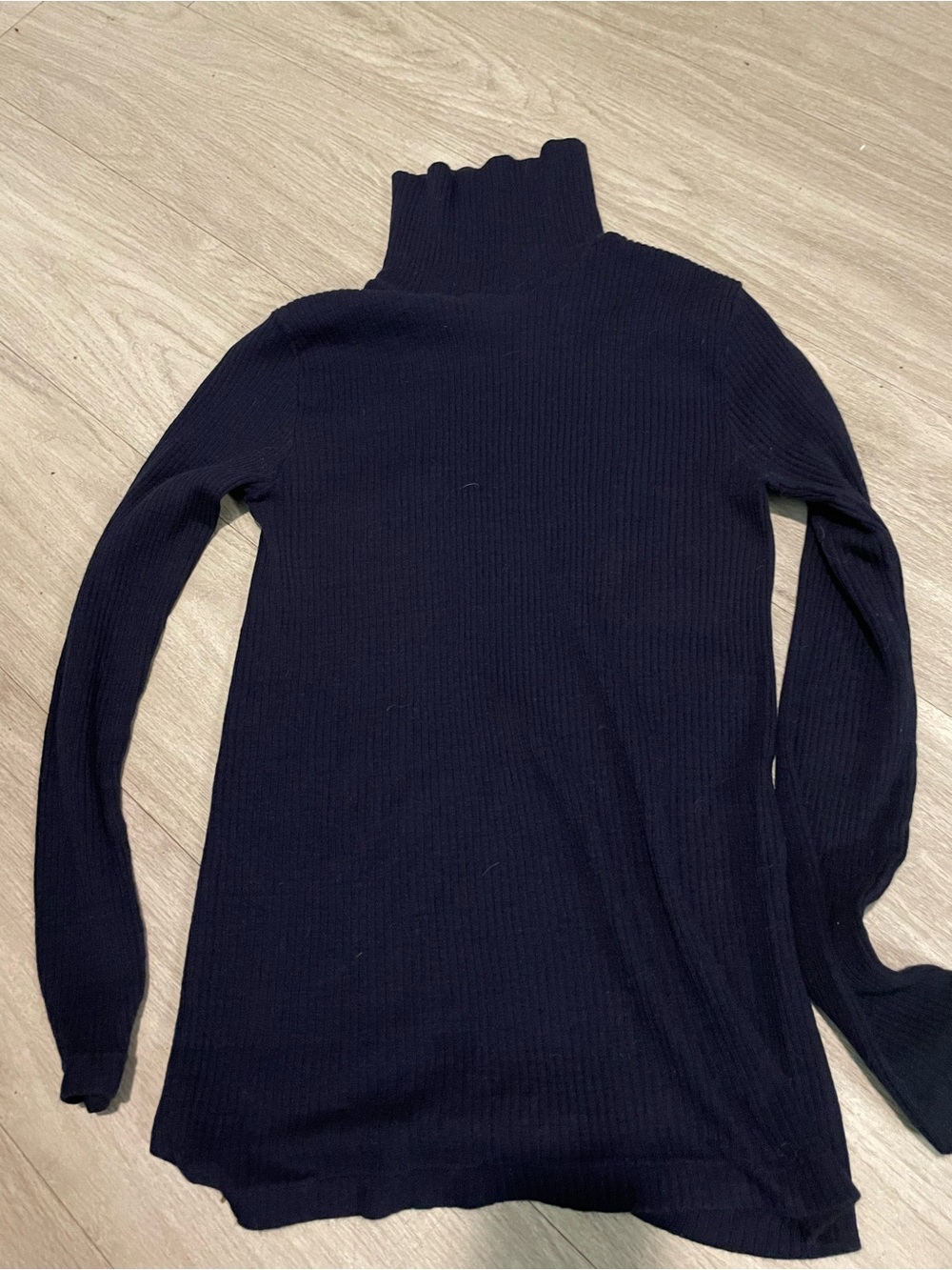 Dark Navy Ribbed Mock Neck Long Sleeve Top